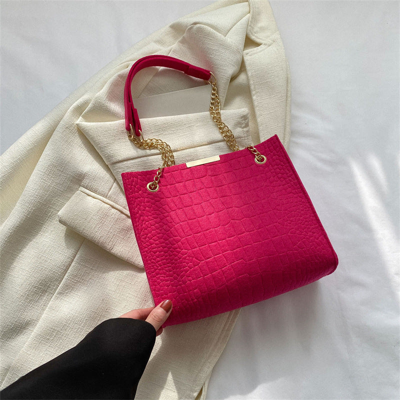 Wholesale Felt Leisure Chain Single Shoulder Crossbody Tote Bag